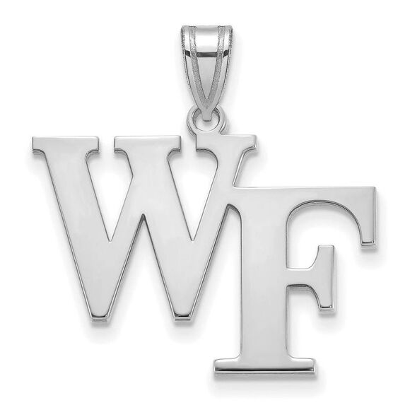 10k White Gold Wake Forest U. Large 'WF' Pendant